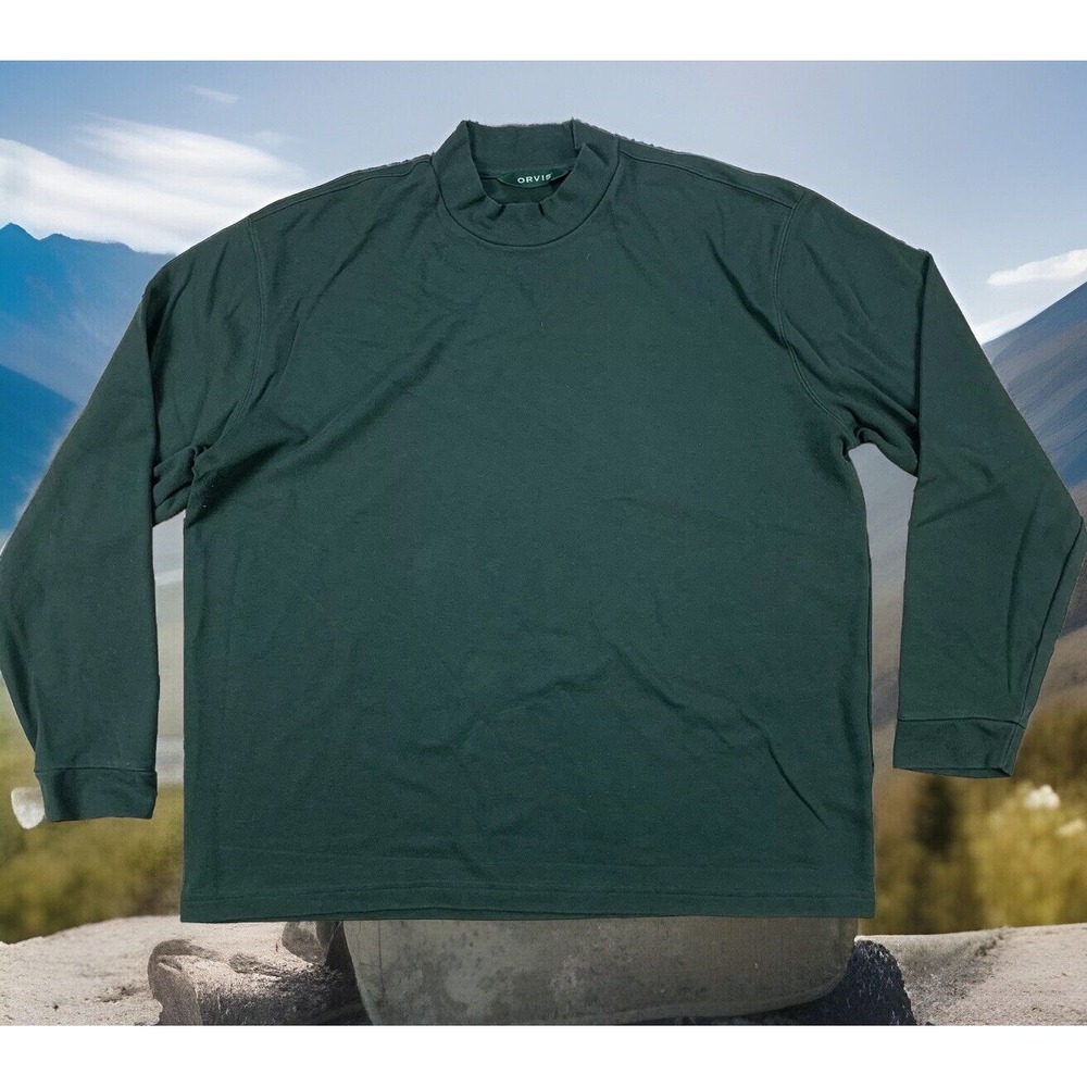 Orvis Light Weight Sweater Mens Xl Green Pullover Long Sleeve Crew Neck‎